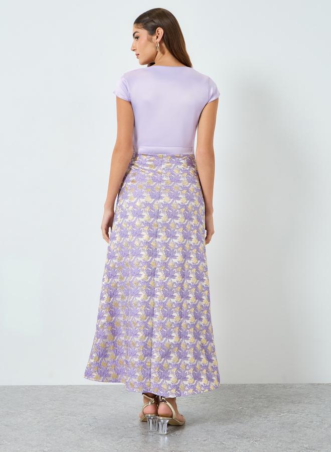 ستايلي فستان طويل بحافة واسعة وأكمام قصيرة - Image 4